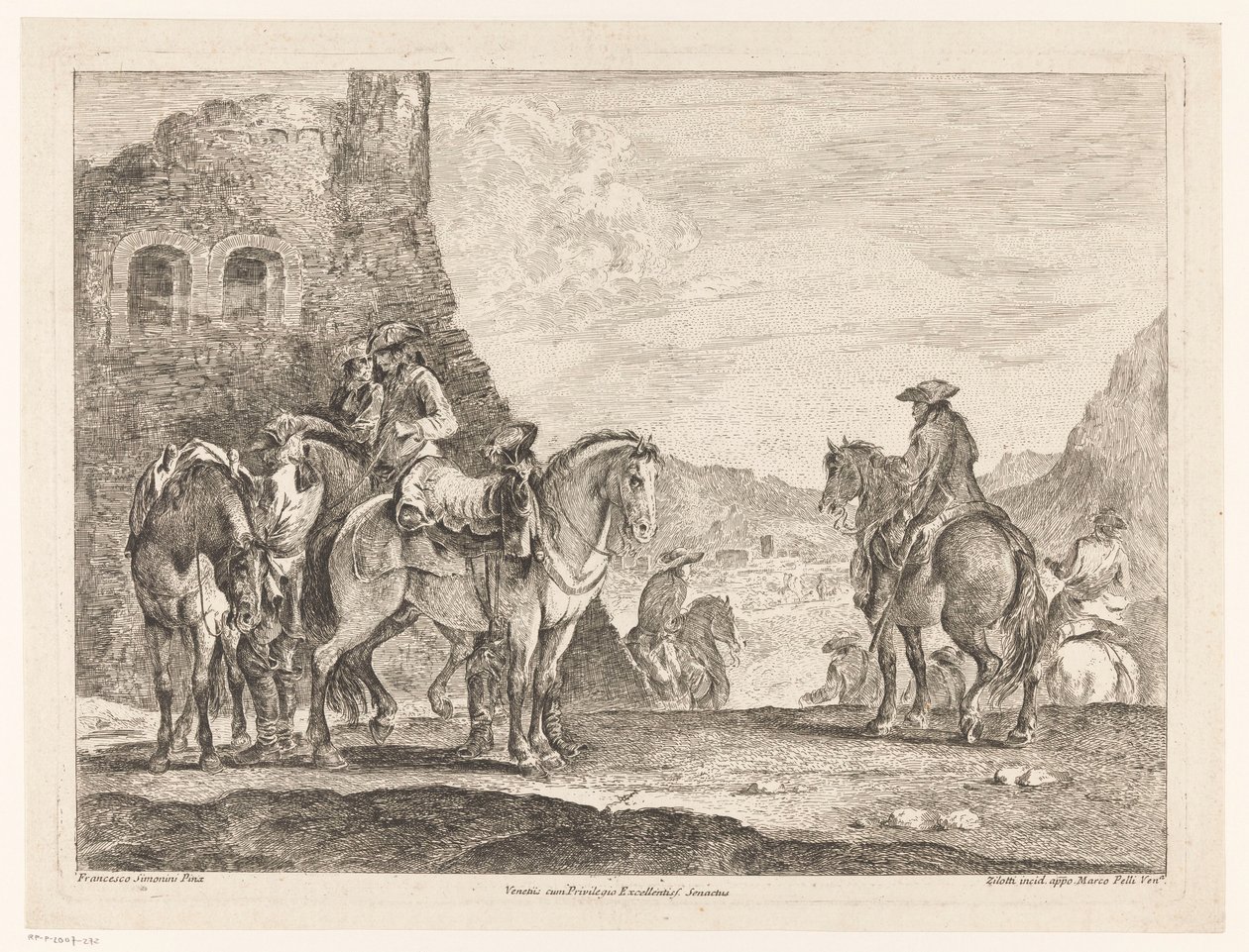 Riders by a Ruin by Domenico Bernardo Zilotti