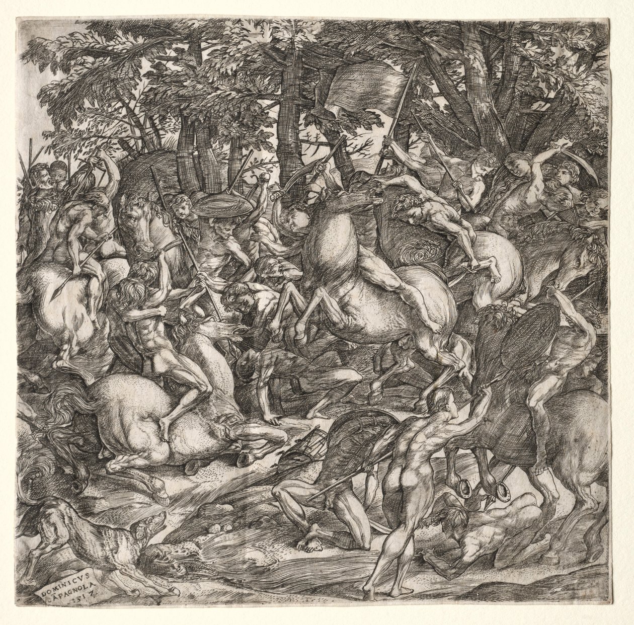Battle of Naked Men by Domenico Campagnola