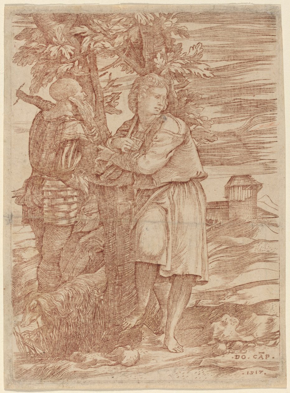 The Shepherd and the Old Warrior by Domenico Campagnola