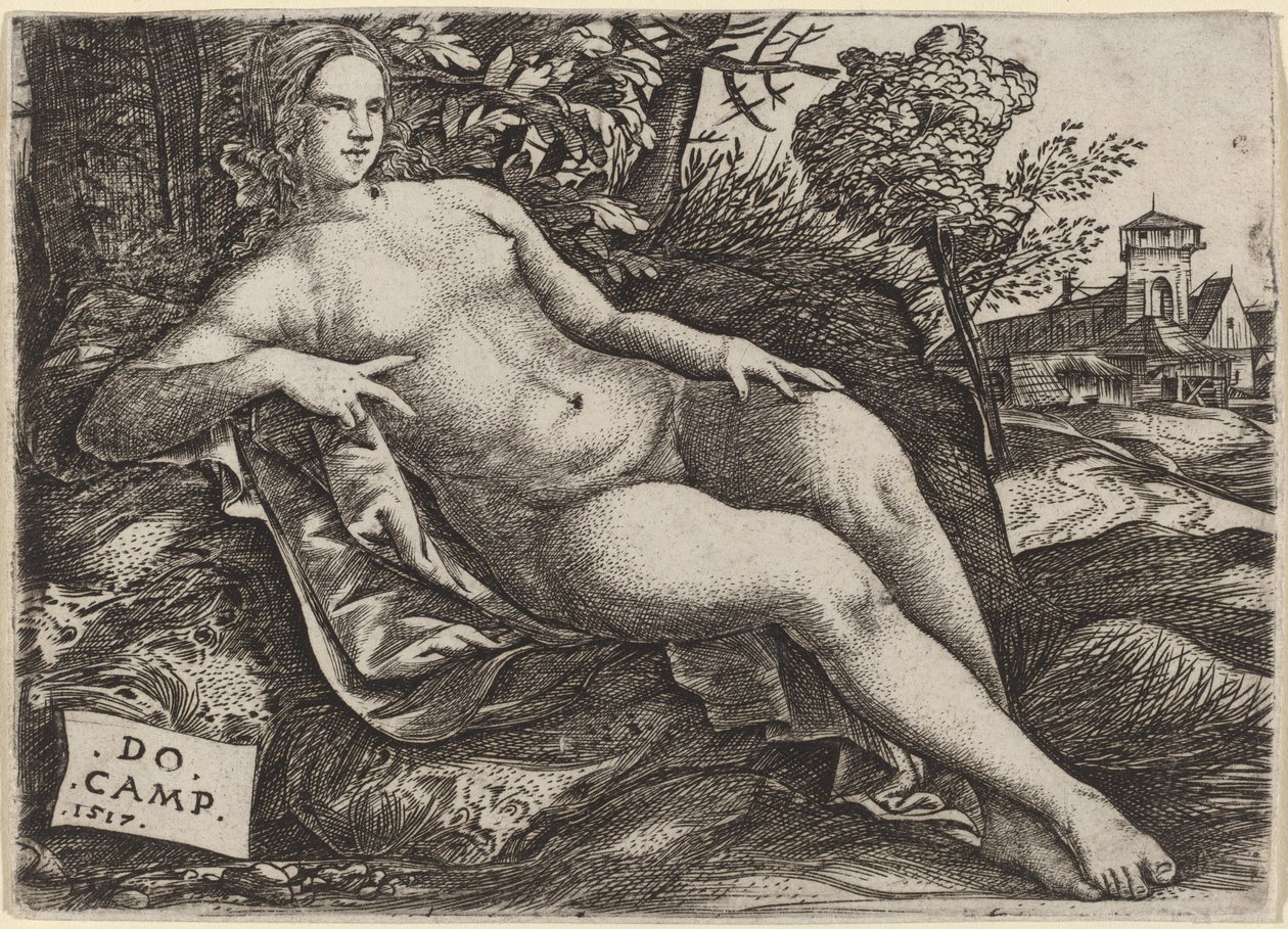 Venus Reclining in a Landscape by Domenico Campagnola