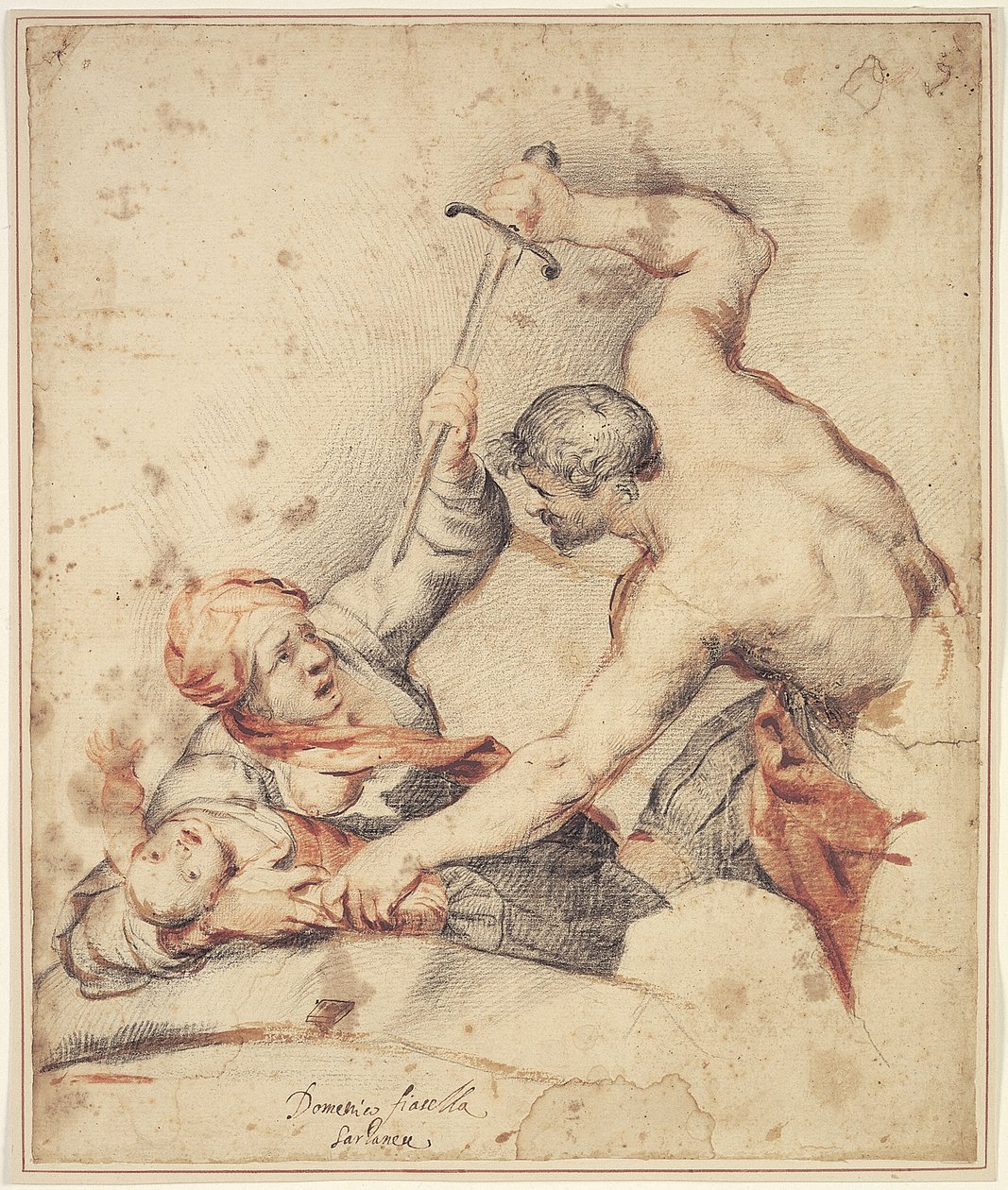Man Attacking a Mother and Child by Domenico Fiasella