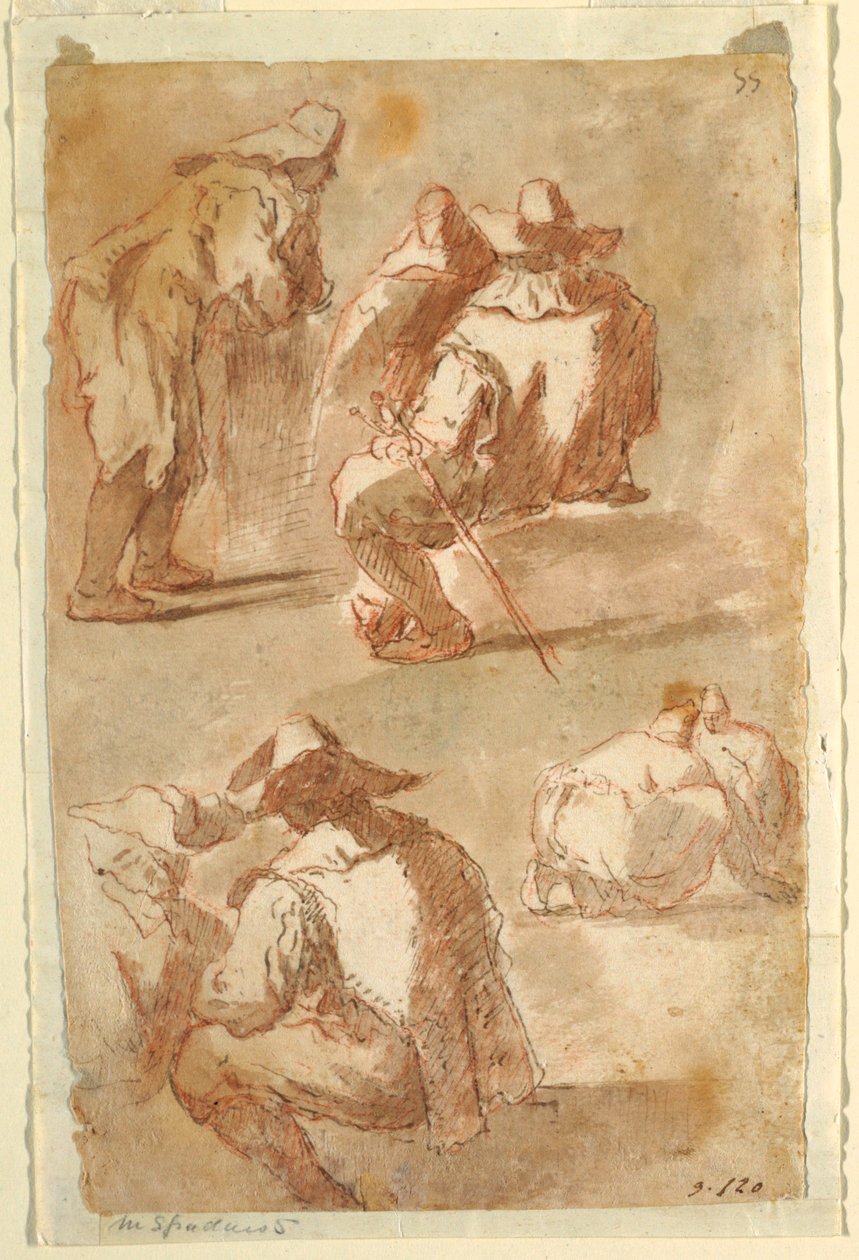 Figural Studies by Domenico Gargiulo, called Micco Spadaro