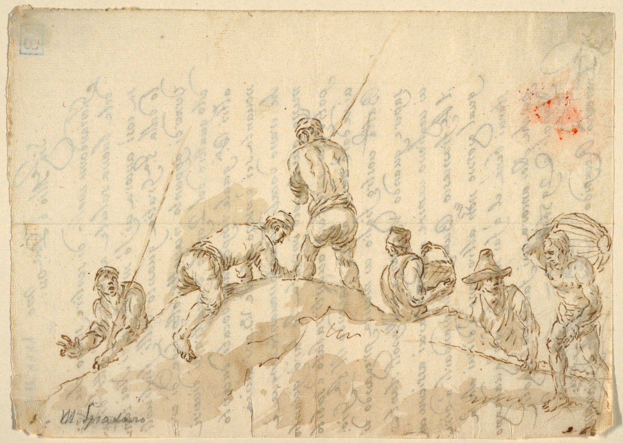 Figures on a Hill by Domenico Gargiulo, called Micco Spadaro