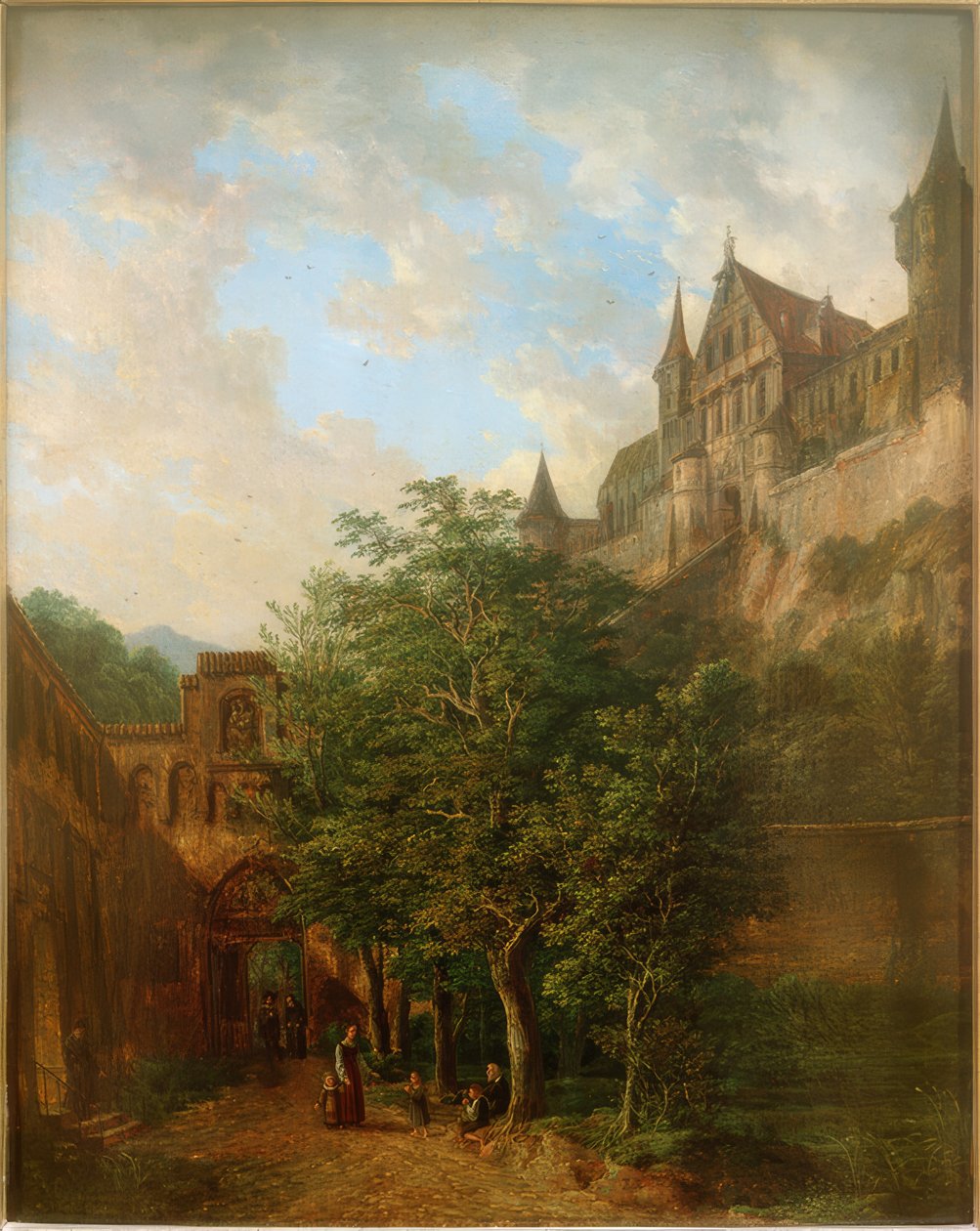 Trausnitz Castle near Landshut by Domenico II Quaglio