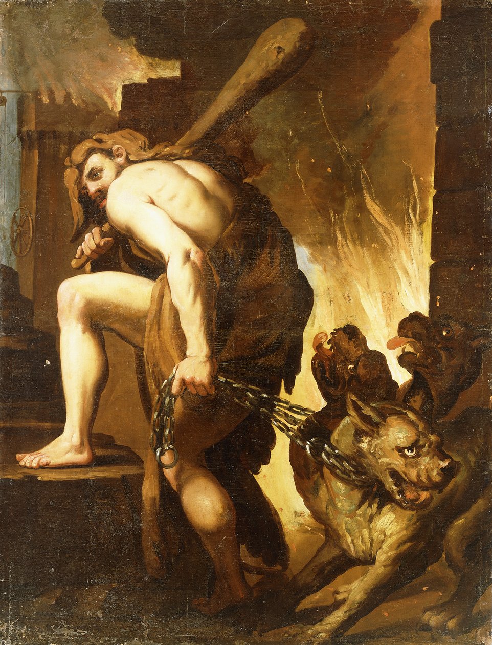 Hercules Dragging Cerberus from Hell by Domenico Pedrini