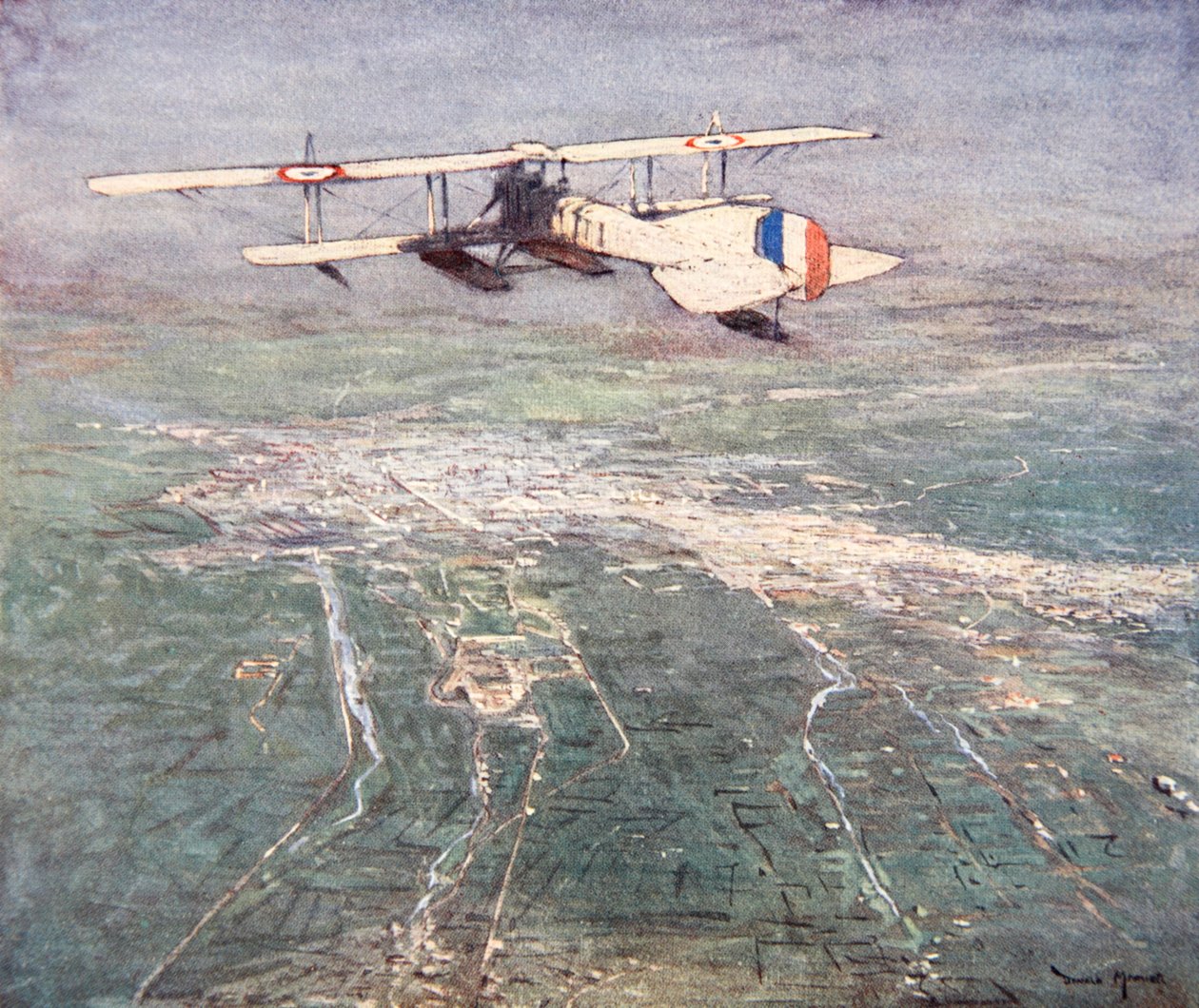 Sea-plane flying over Damascus by Donald Maxwell