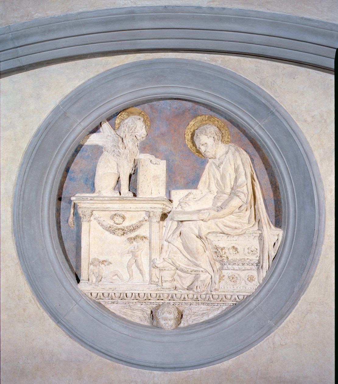 Medallion of St. Mark the Evangelist, the Old Sacristy by Donatello