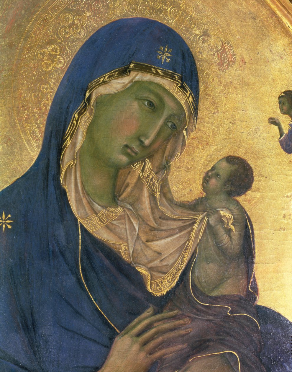 Madonna and Child with SS. Dominic and Aurea (detail) by Duccio di Buoninsegna