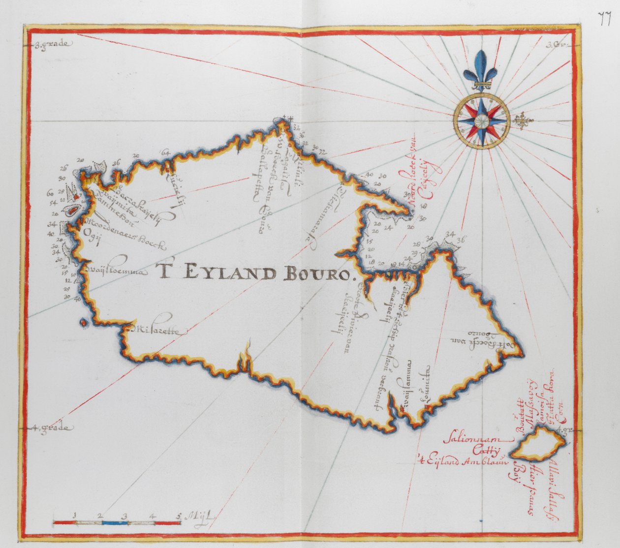 Map of the island of Bouro, Indonesia by Dutch School