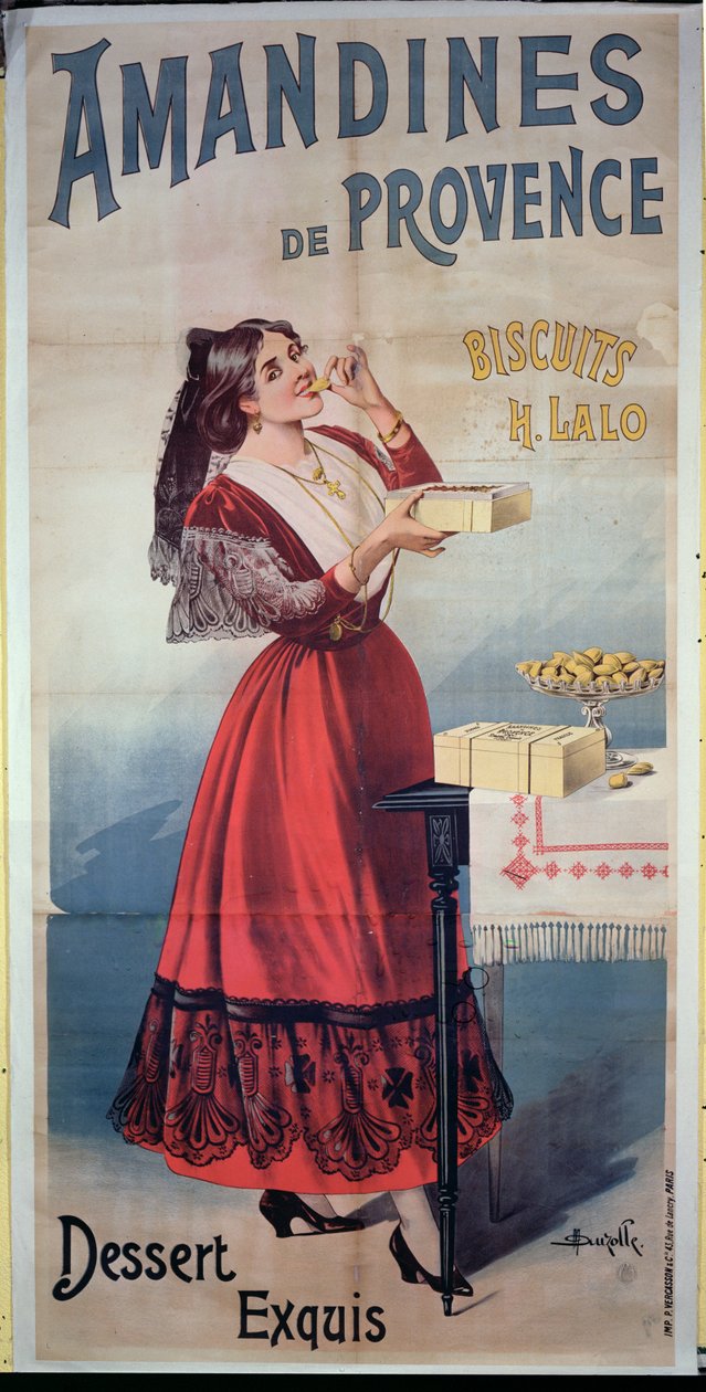 Poster Advertising Amandines de Provence, French Biscuits by Duzolle