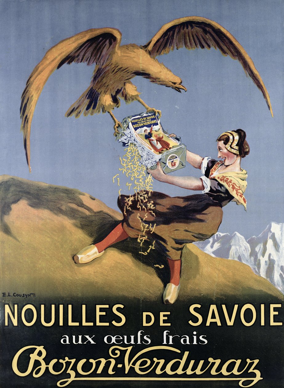 Poster Advertising Pasta Made by Bozon-Verduraz by E.L. Cousyn