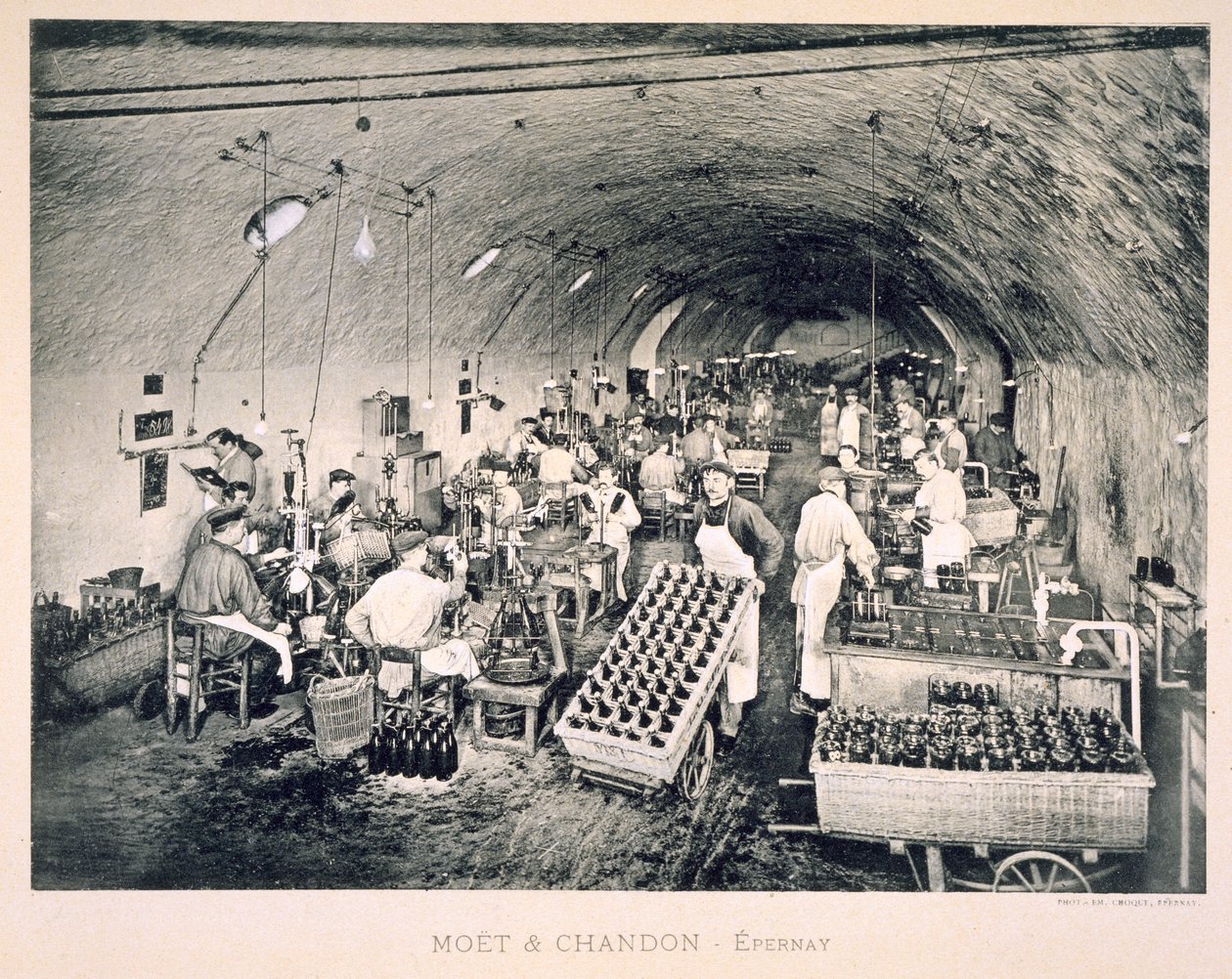 Sealing the bottled champagne, from 