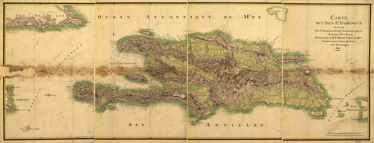 Map of the Island of St. Domingue by E. Beaucosté