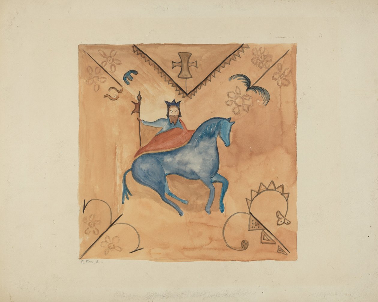 St. George Painted on Deerskin by E. Boyd