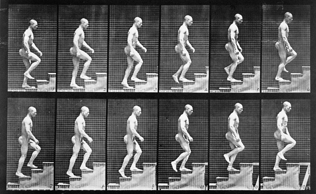 Man ascending stairs, from 