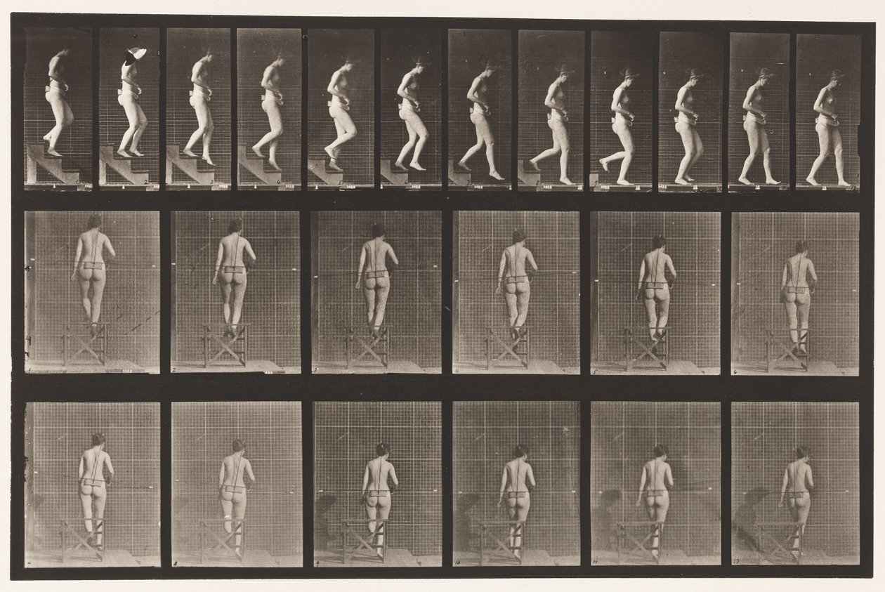 Descending Stairs, Hands Clasped by Eadweard Muybridge