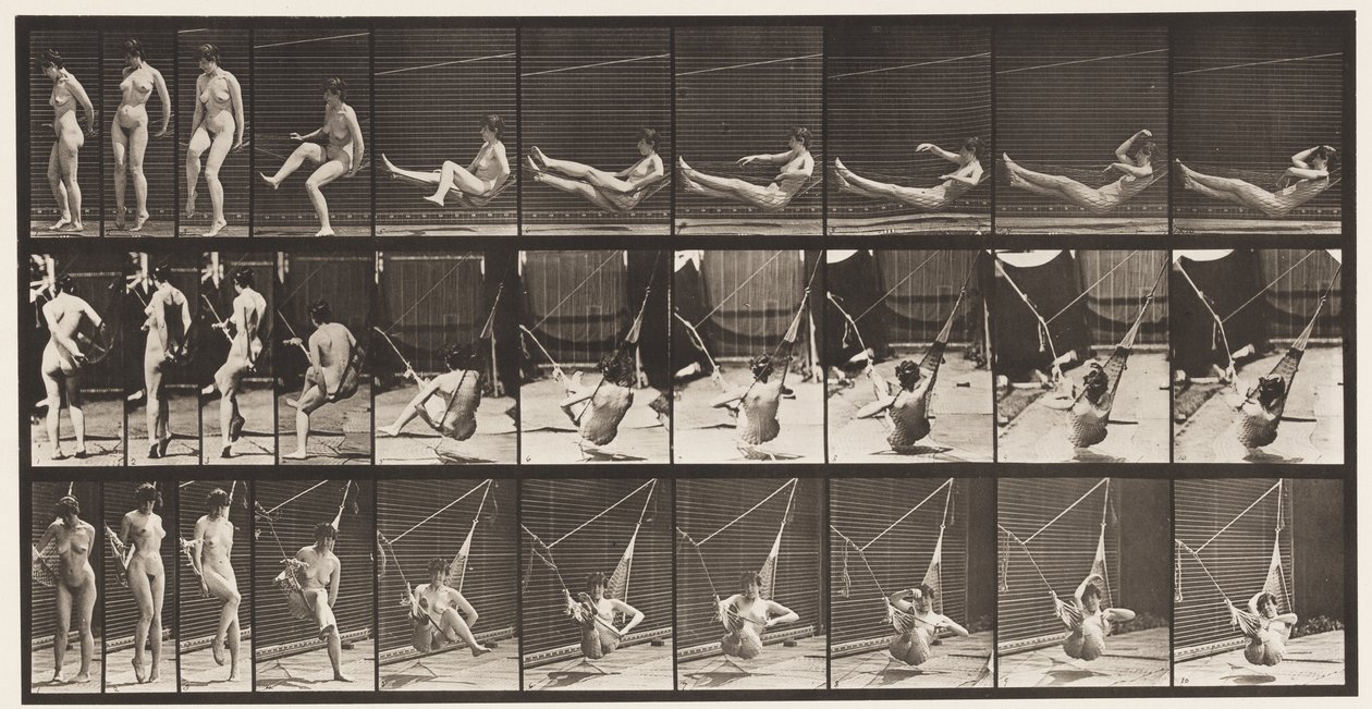 Getting into Hammock, 1872-1885 by Eadweard Muybridge
