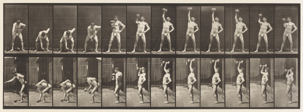 Plate 320. Lifting a 50-lb Dumb-Bell by Eadweard Muybridge