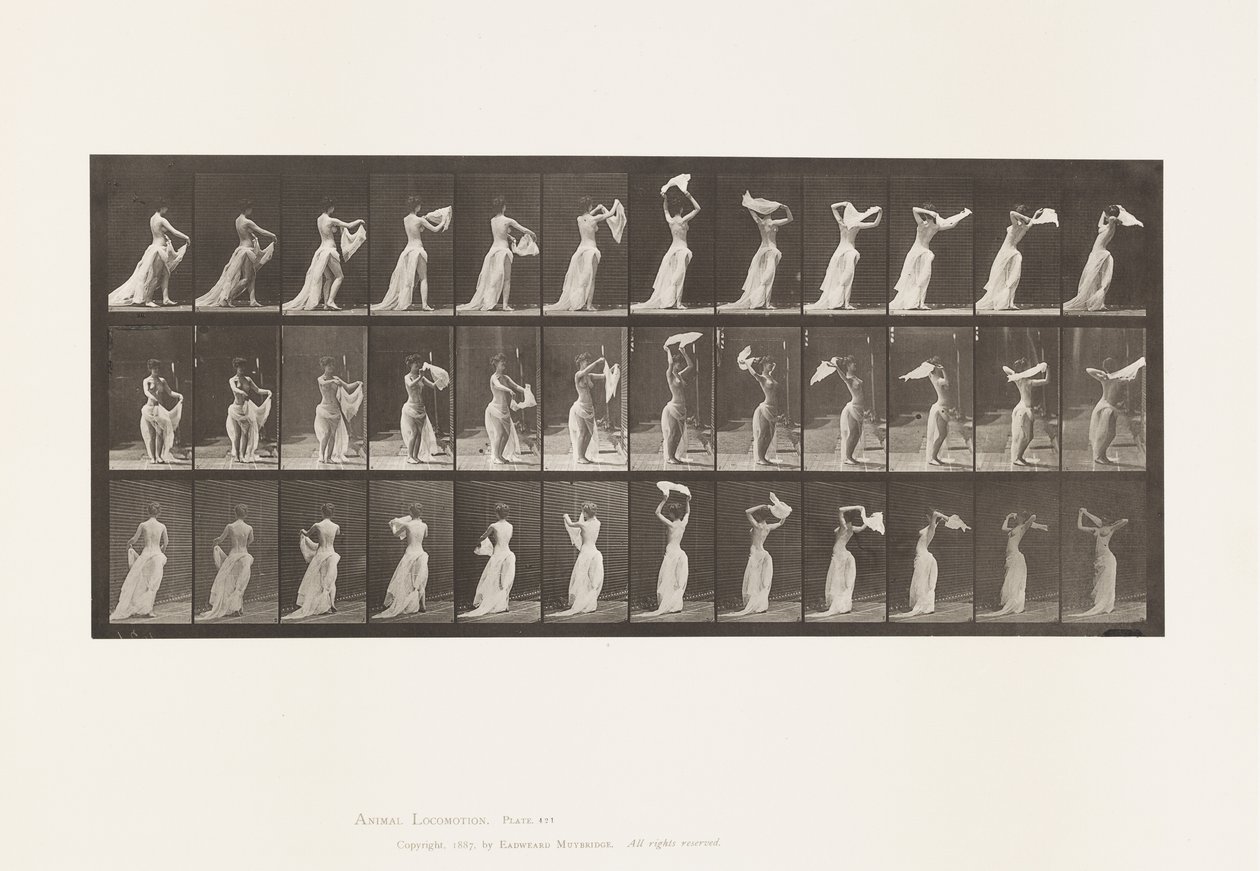 Plate 421. Toilet; Throwing Handkerchief Around Shoulders by Eadweard Muybridge