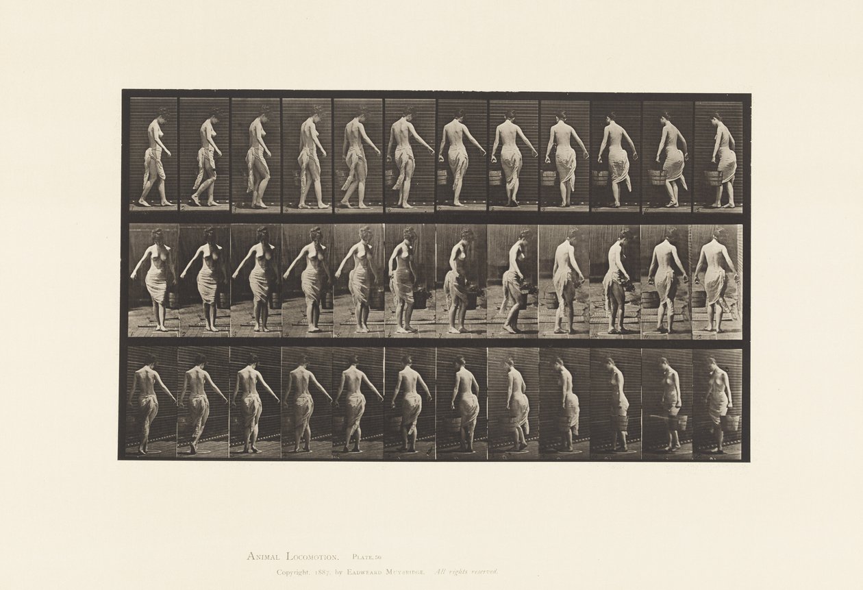 Plate 50. Walking, Carrying a Bucket by Eadweard Muybridge