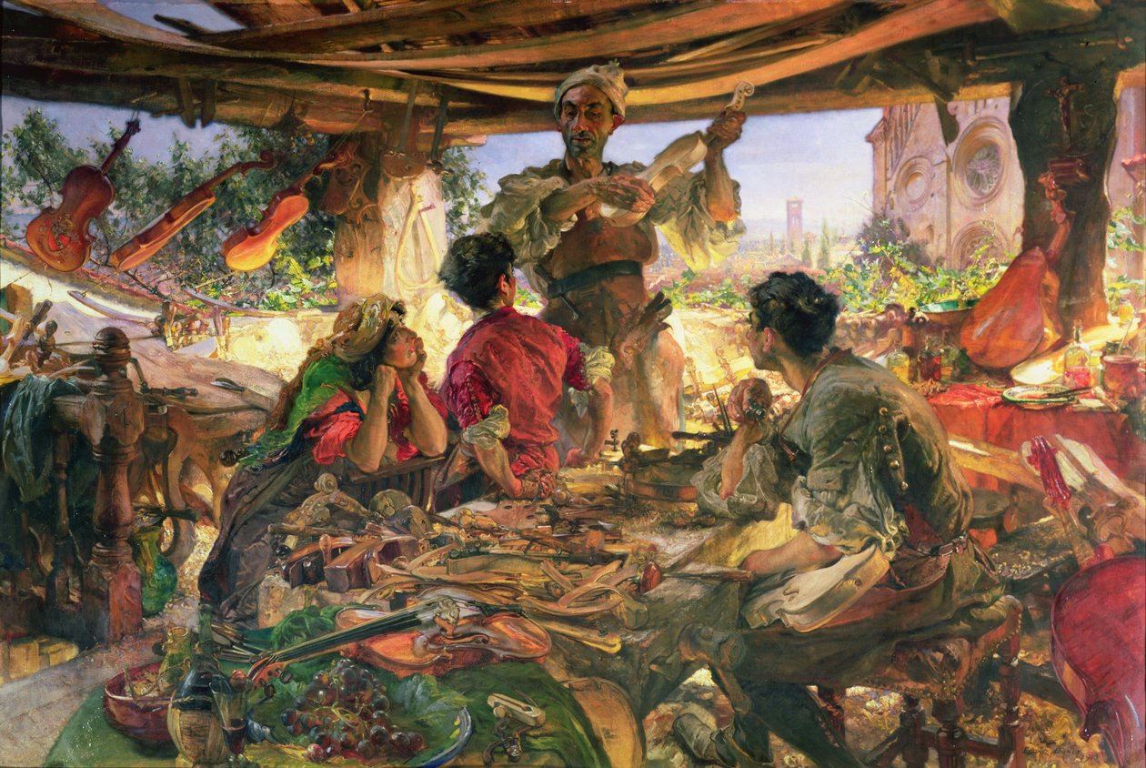 Stradivarius in his Workshop at Cremona by Edgar Bundy