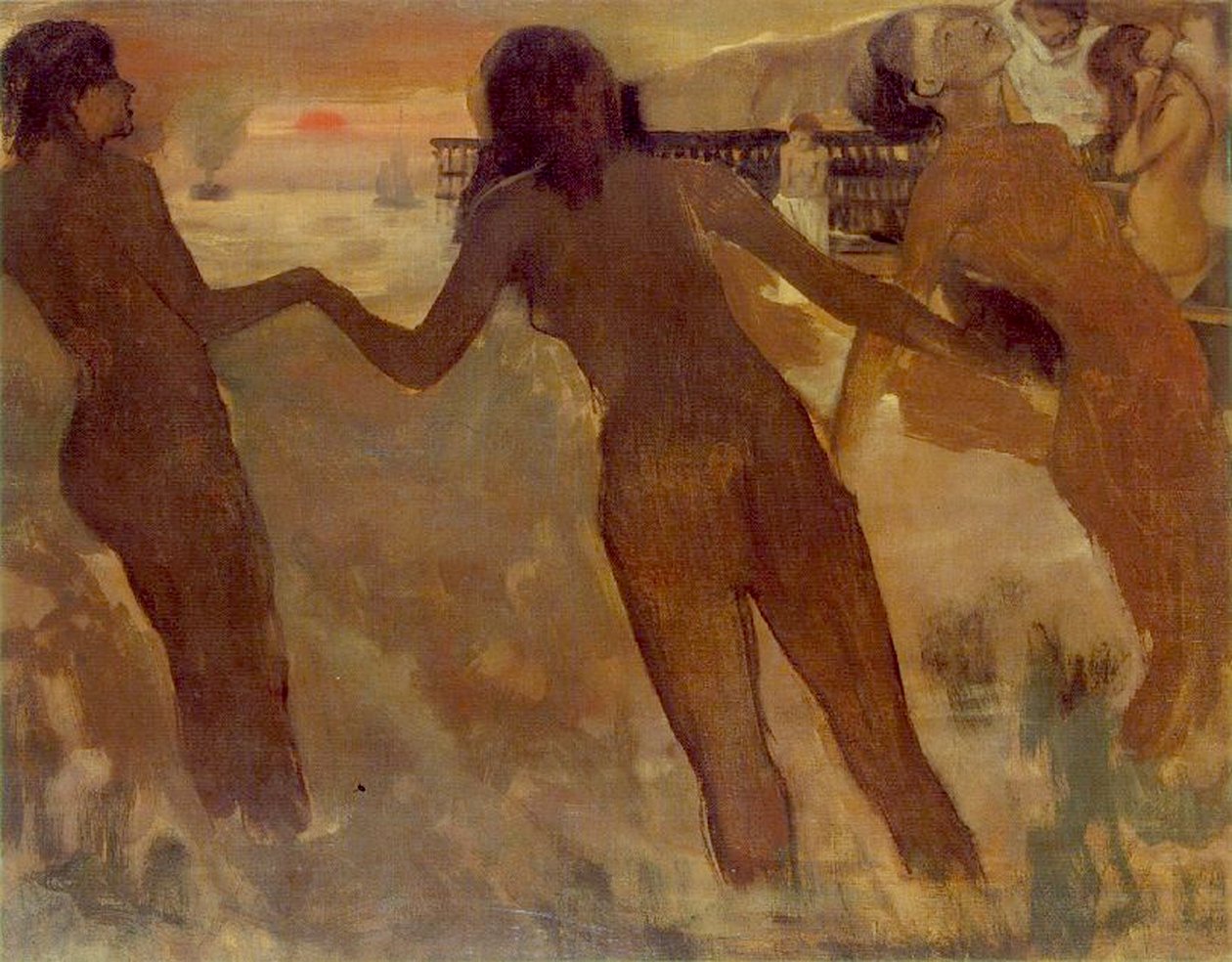 Peasant Girls Bathing at Dusk, 1875-76 by Edgar Degas