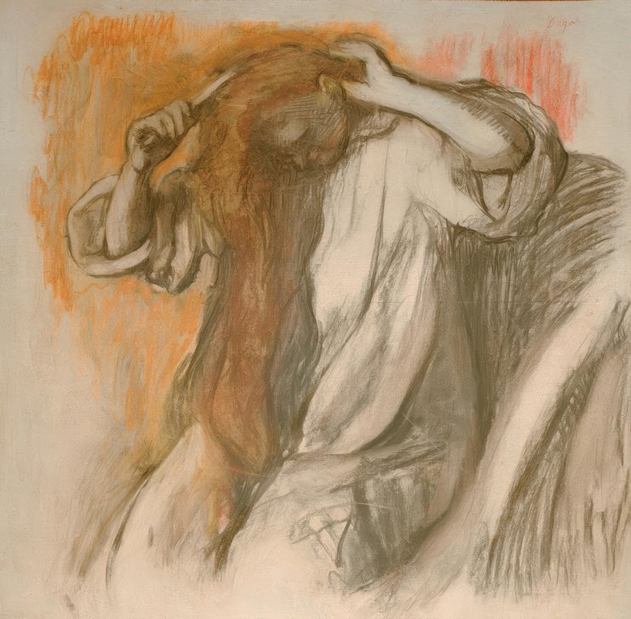 Woman Combing Her Hair by Edgar Degas