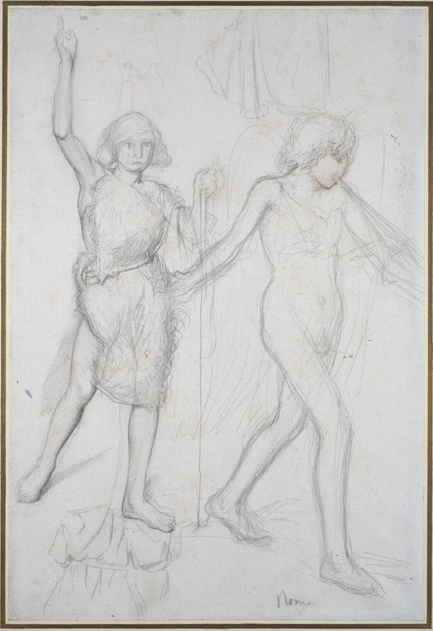 St John the Baptist with an Angel walking before him by Edgar Degas