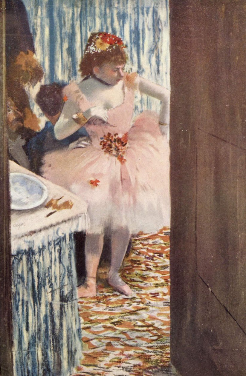 Dancer in Her Box by Edgar Degas