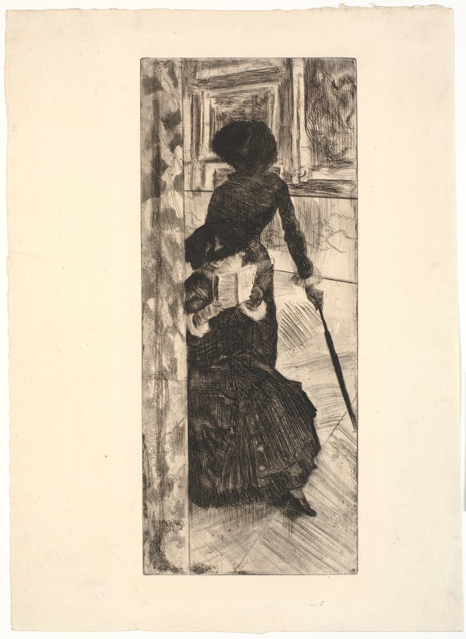 At the Louvre: Painting (Mary Cassatt) by Edgar Degas