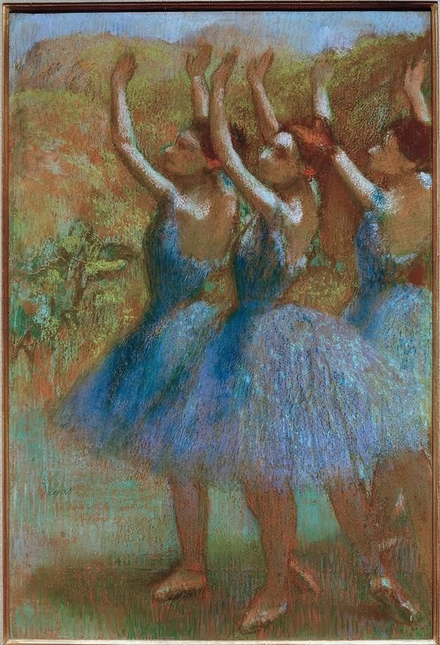 Three Dancers in Blue by Edgar Degas