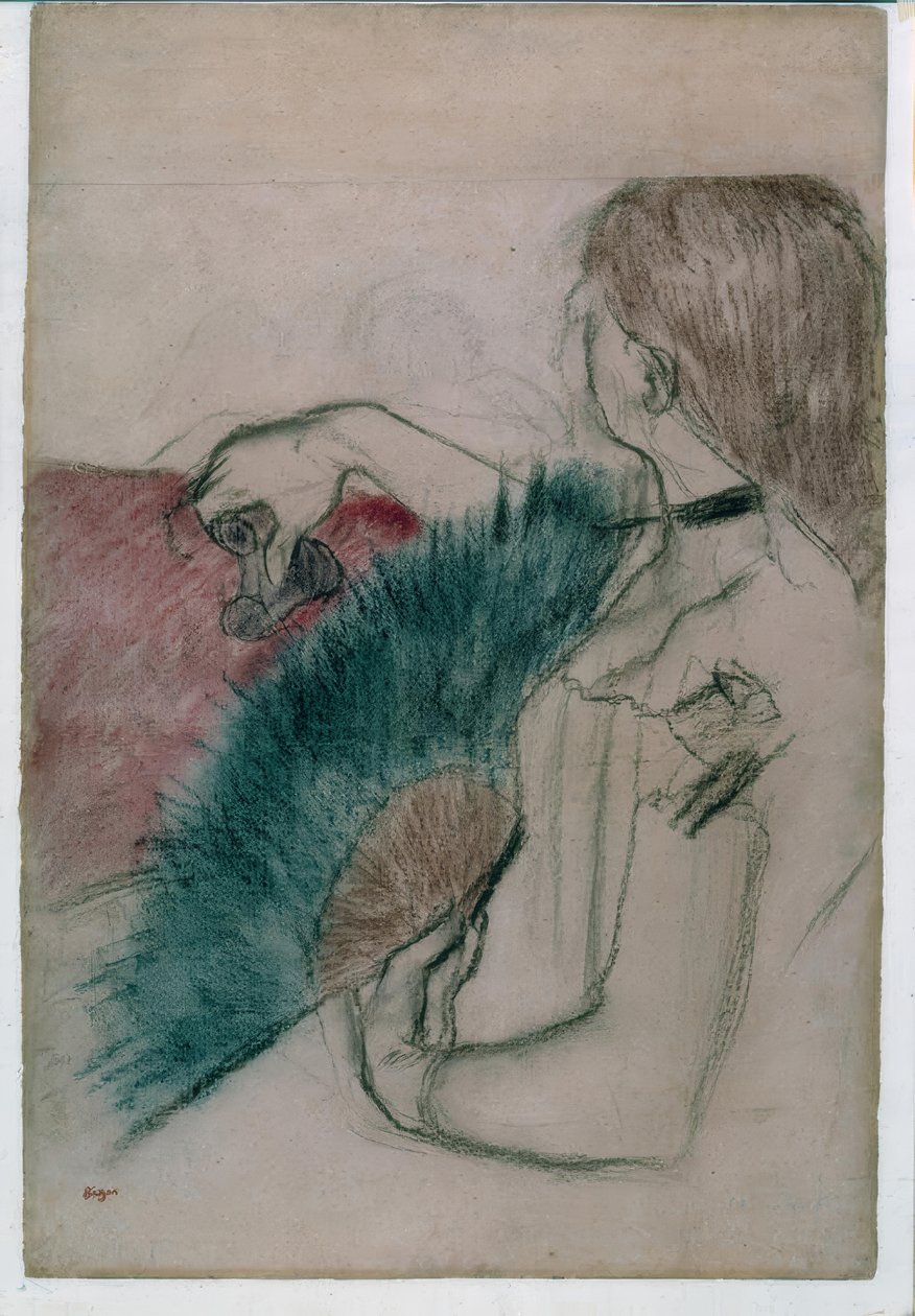 In the Theater: Woman with a Fan by Edgar Degas