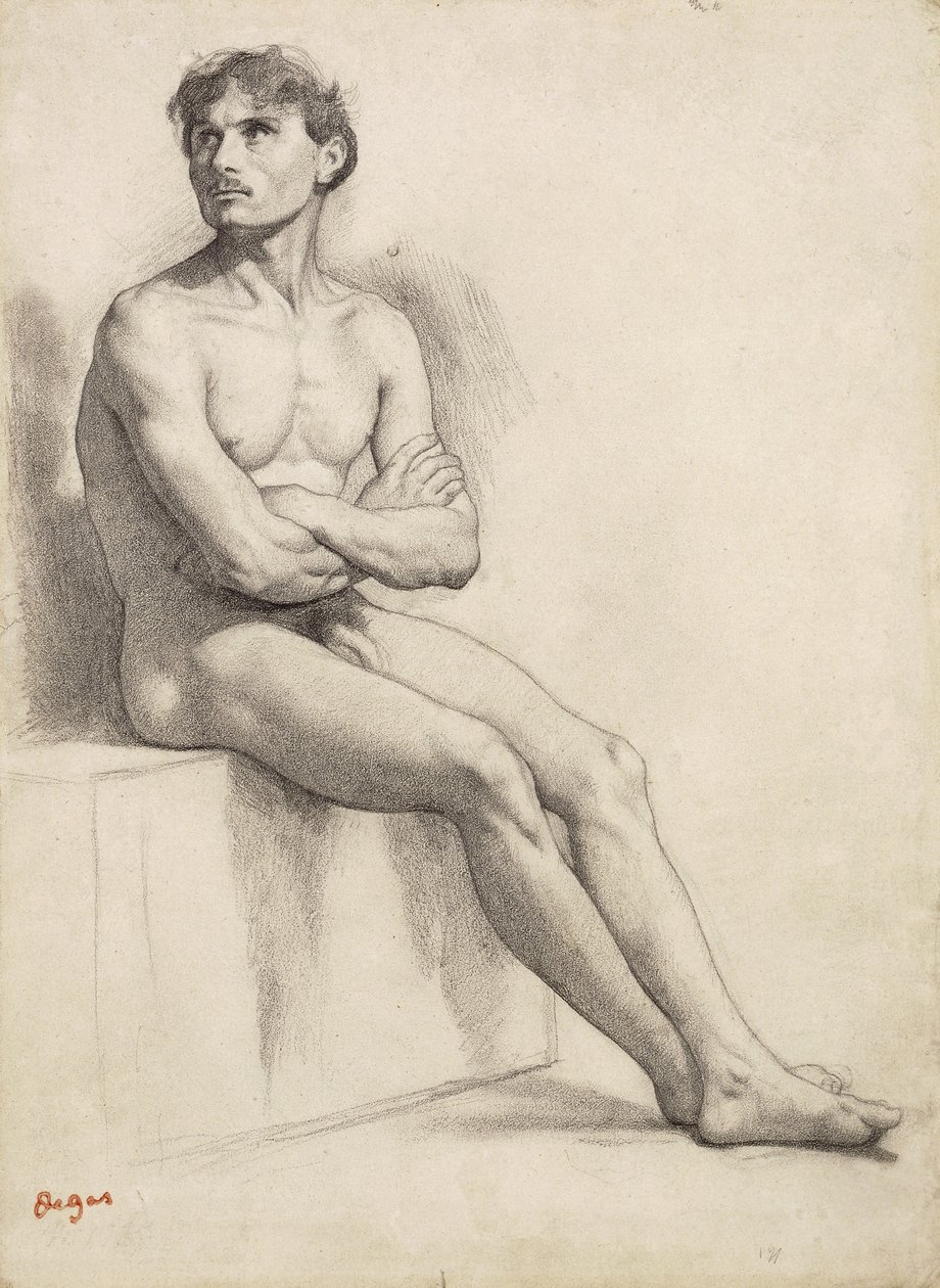 Man Sitting, Nude Study by Edgar Degas