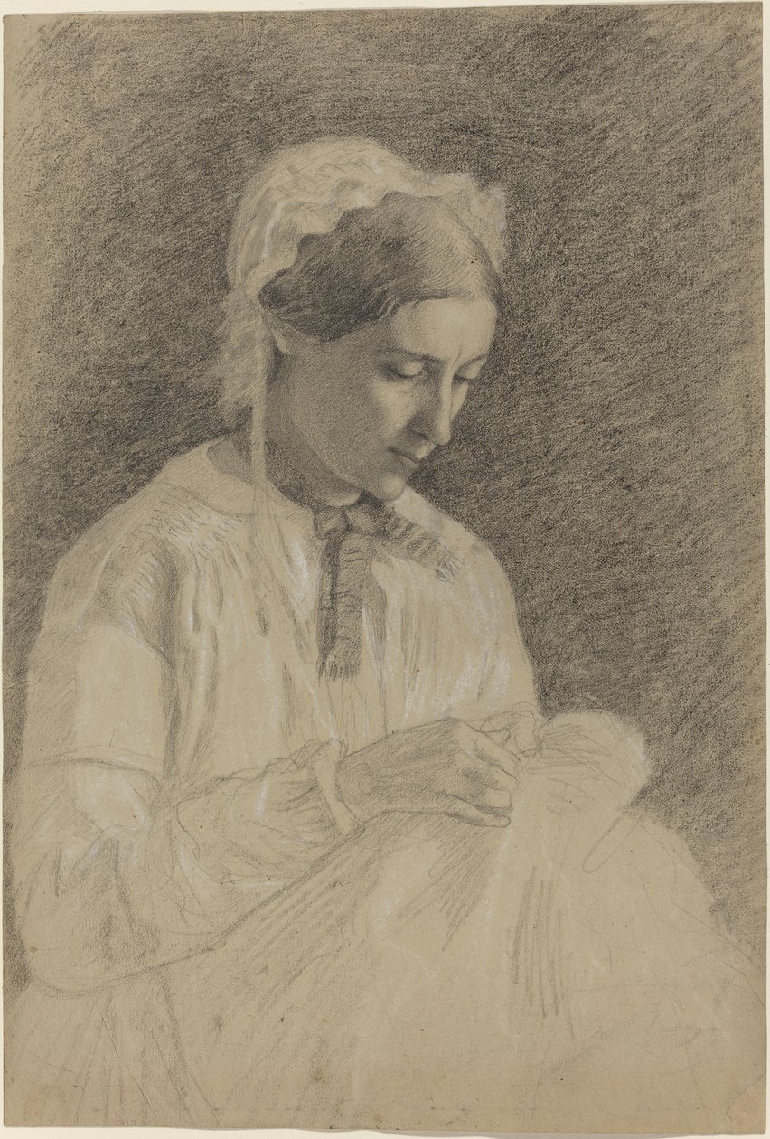 Woman Embroidering by Edgar Degas