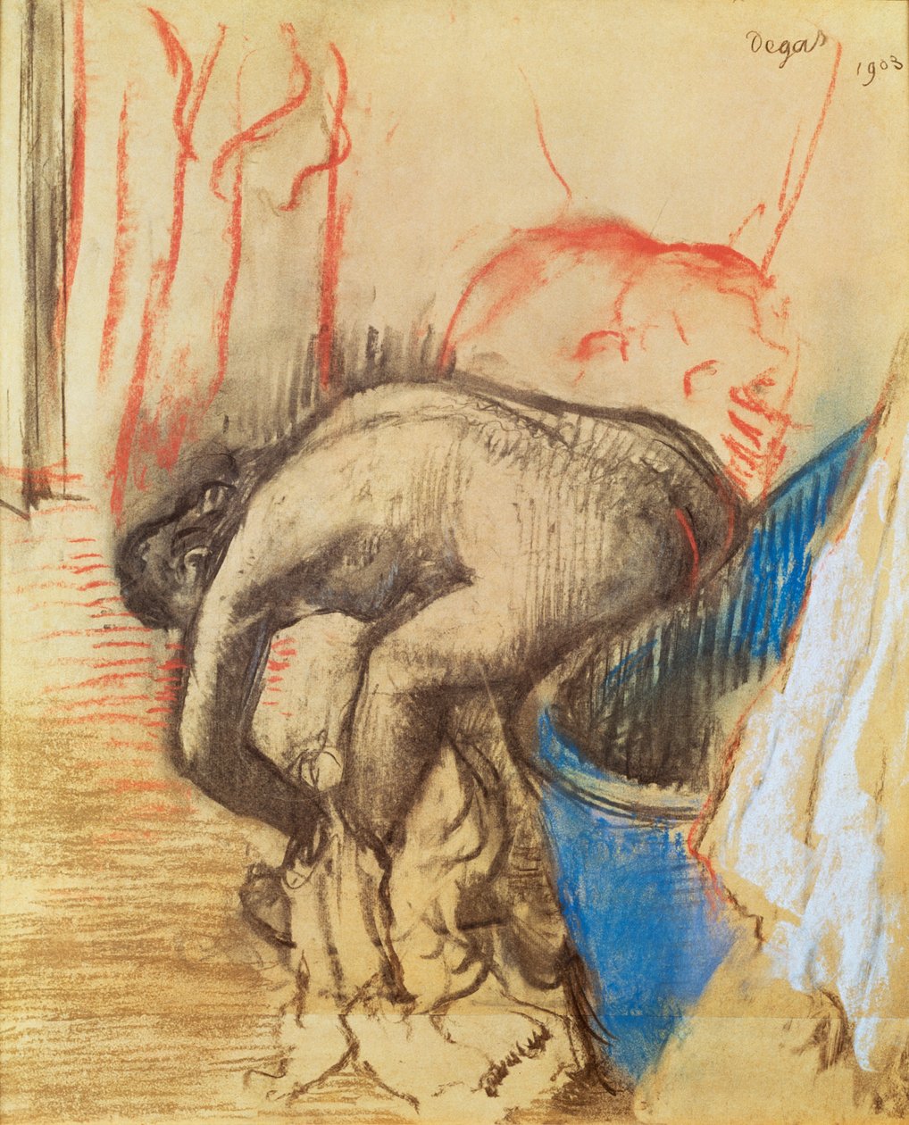 Woman drying her left leg by Edgar Degas