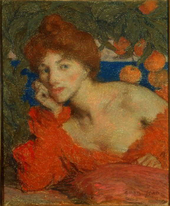 Under the Orange Trees, Woman in Amalfi by Edmond Aman Jean