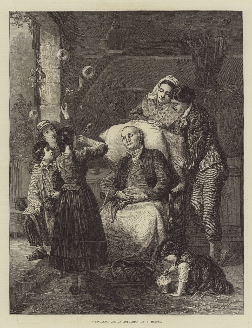 Recollections of Boyhood (engraving) by Edmond Castan