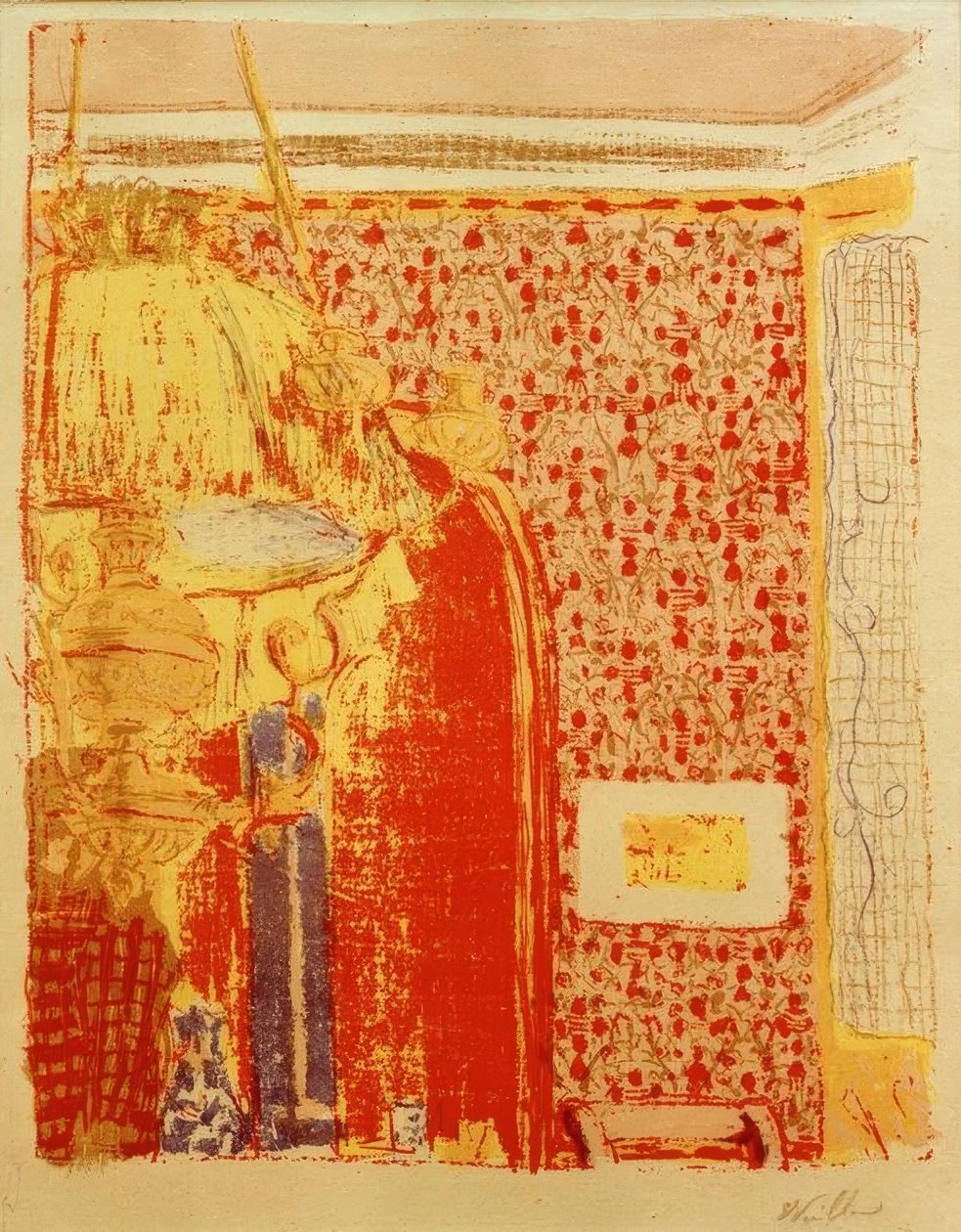 Interior with Pink Drapes II by Edouard Vuillard