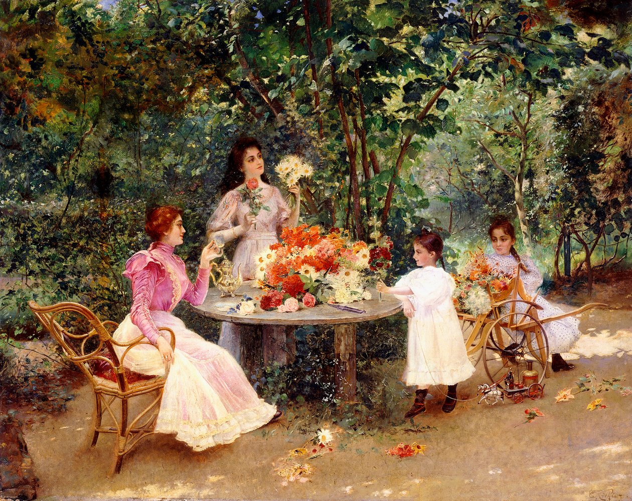 Teatime in the Garden by Edouard Frederic Wilhelm Richter