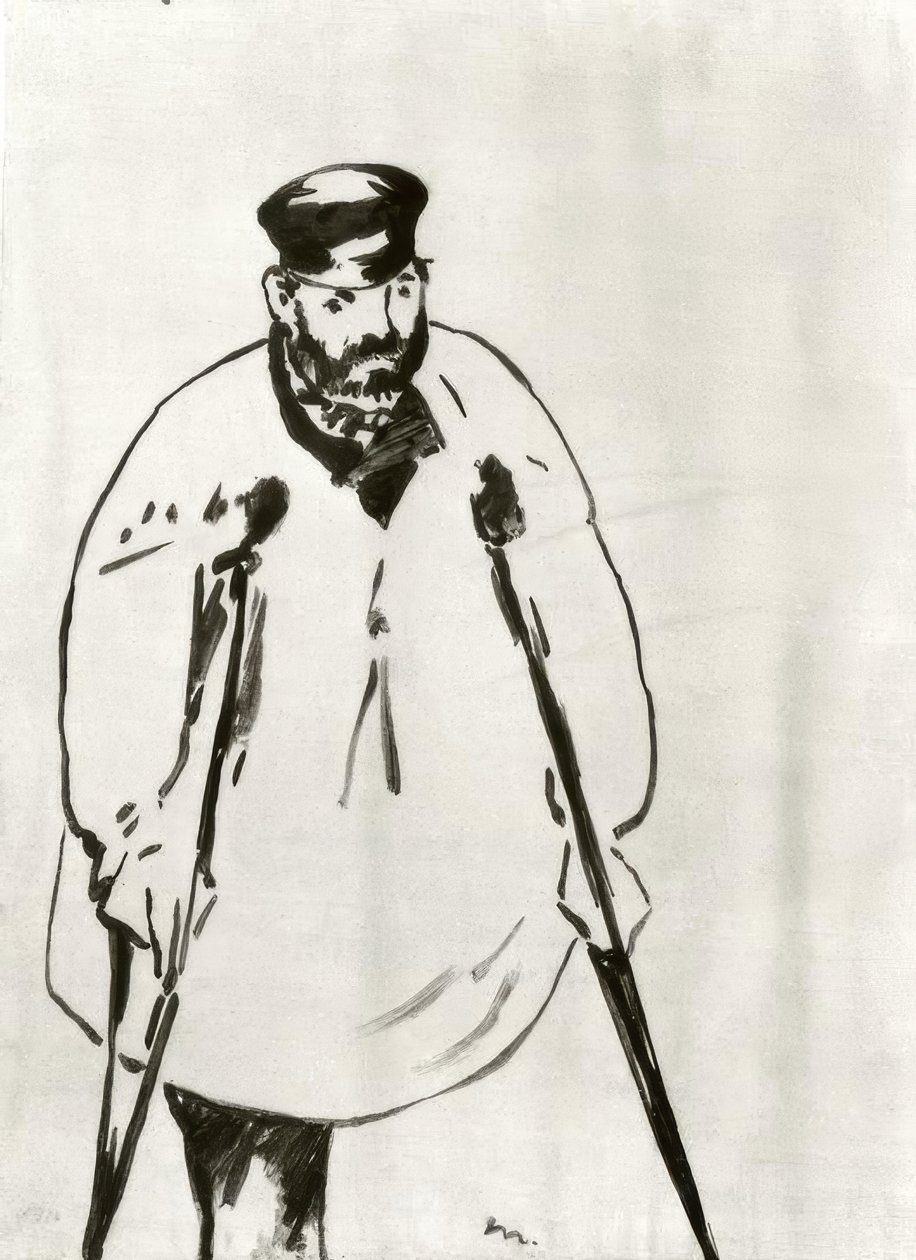 A Man on Crutches by Édouard Manet