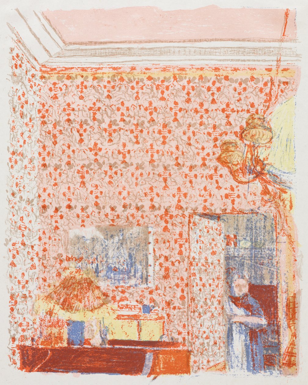 Interior with Pink Wallpaper I by Edouard Vuillard
