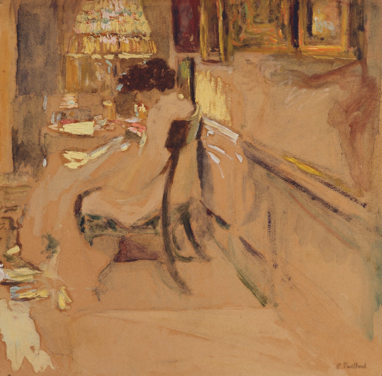 Madam Hessel Sewing under the Lamp by Edouard Vuillard