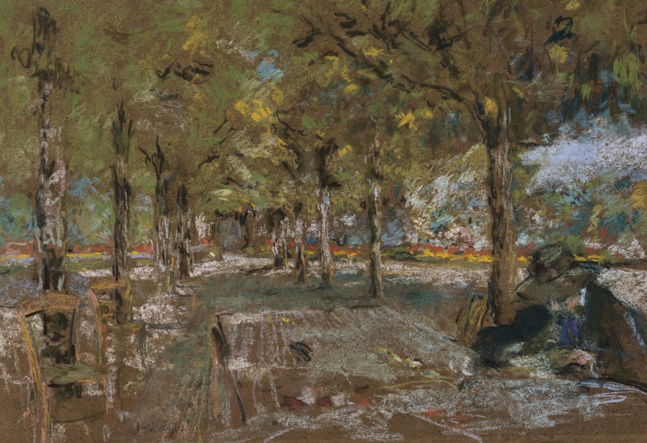 Reading beneath the trees at Amfreville by Edouard Vuillard