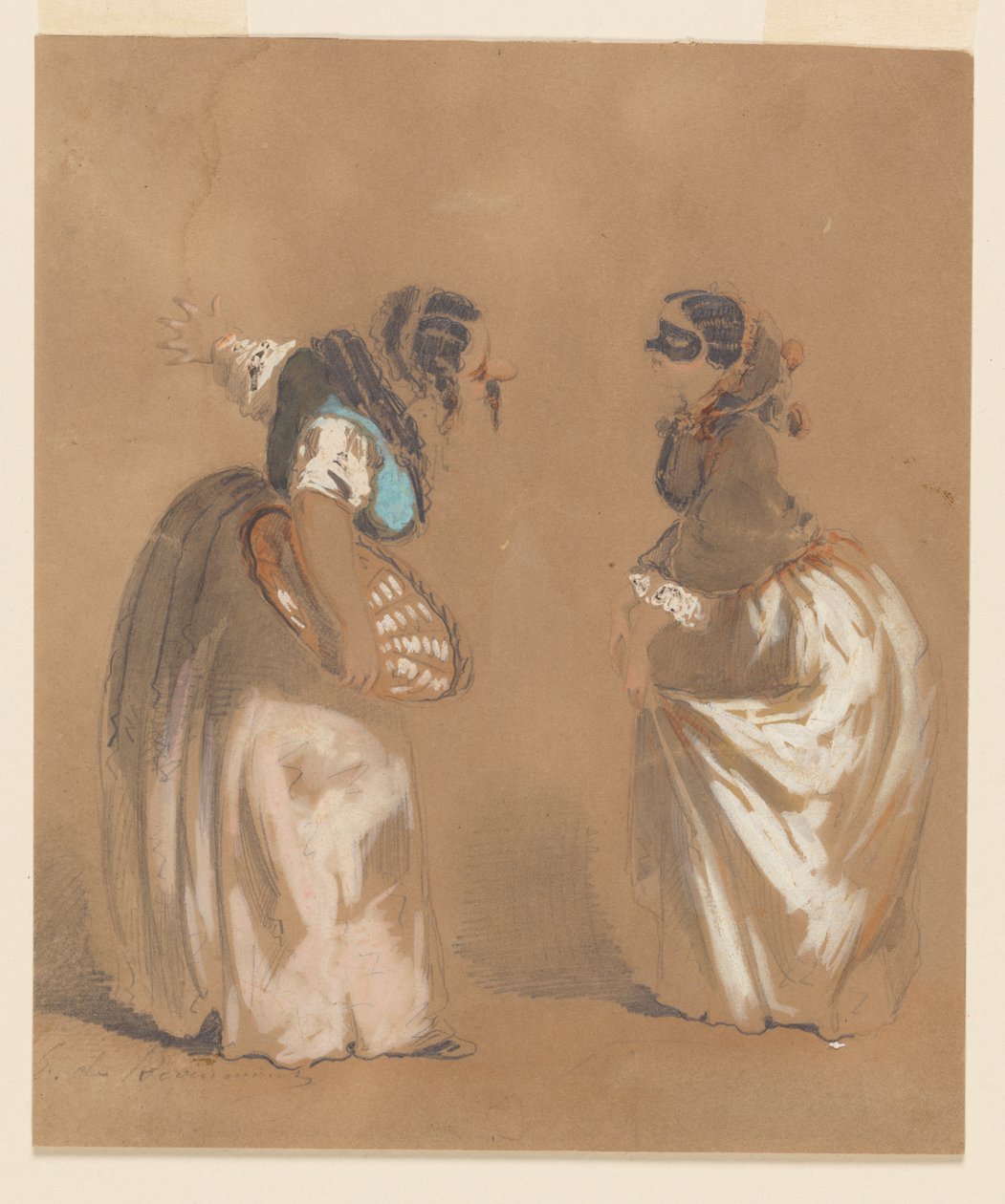 Two Masked Ladies Bowing by Edouard de Beaumont