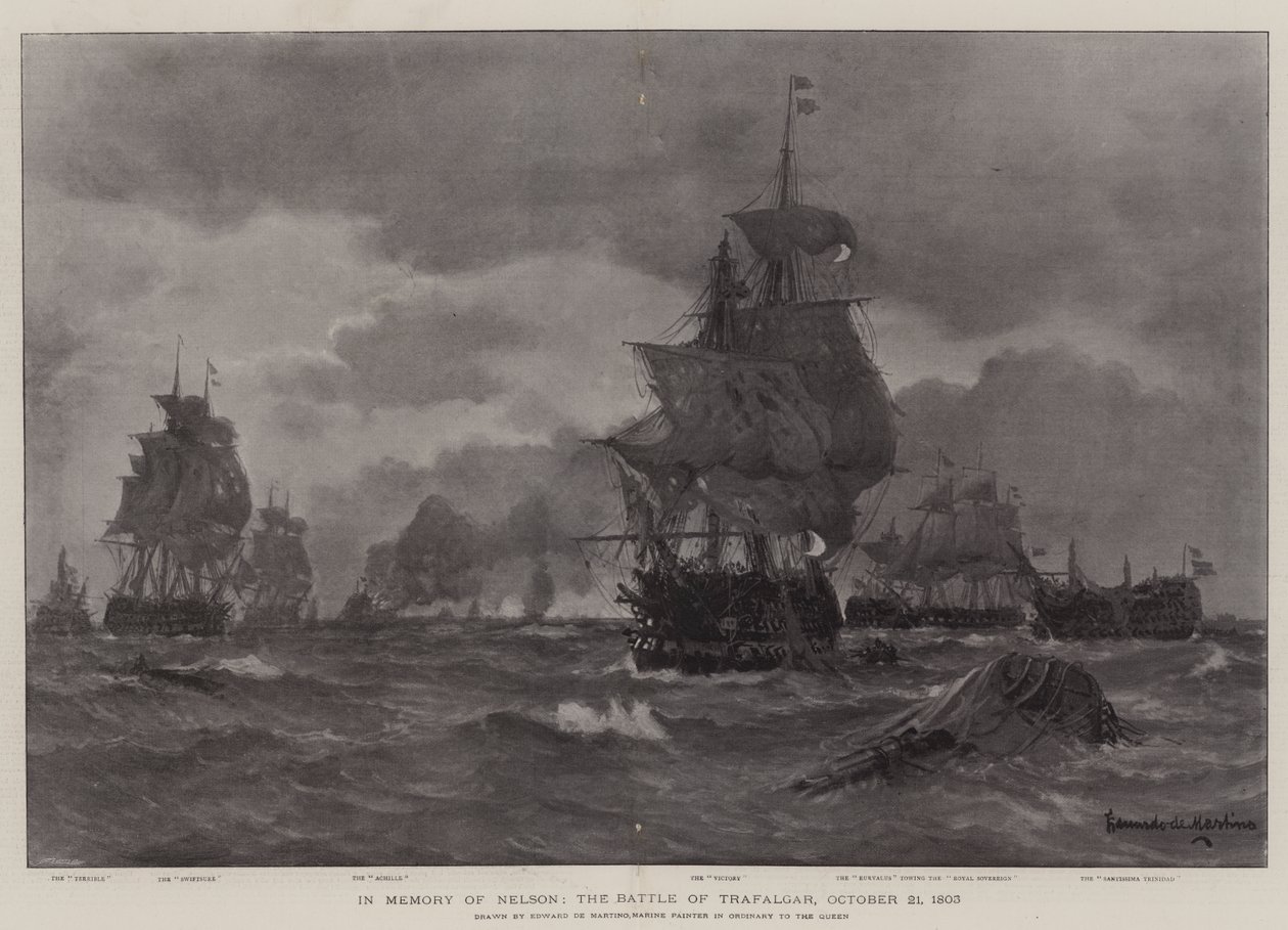 In Memory of Nelson, the Battle of Trafalgar, 21 October 1803 by Eduardo de Martino