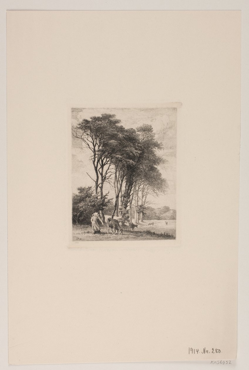 Landscape. Cows by a Forest by Edvard Petersen