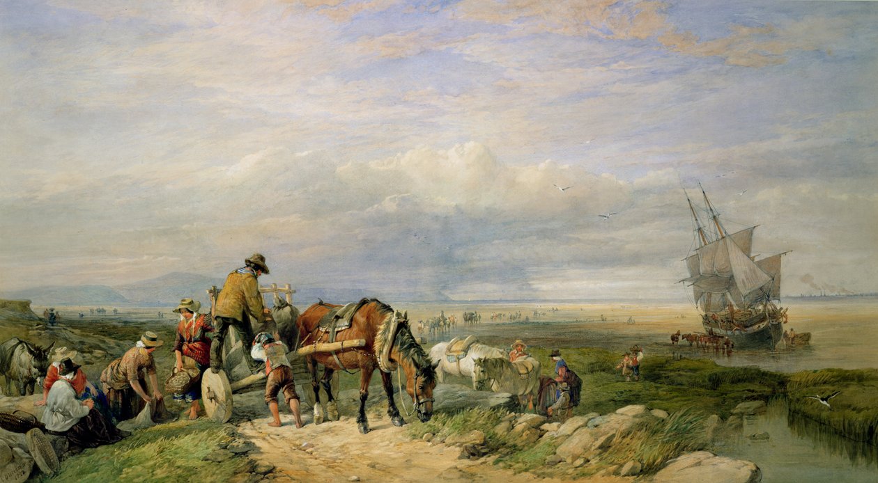 Cockle Gatherers, Llanrhidian Sands, West Glamorgan, on the Gower Peninsula by Edward Duncan