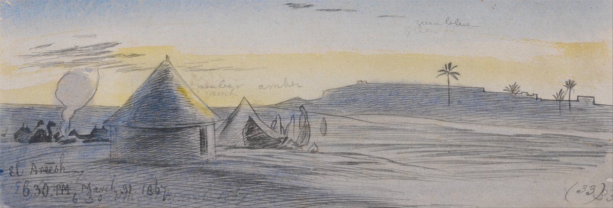 El Areesh, 6:30 PM, 31 March 1867 (33) by Edward Lear