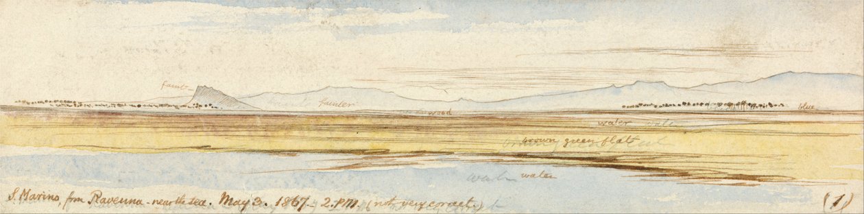 San Marino from Ravenna by Edward Lear