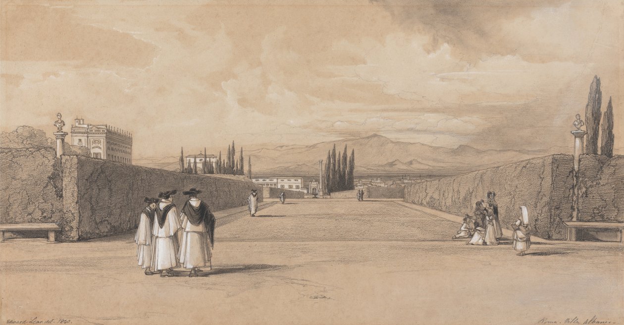 The Gardens of the Villa Albani by Edward Lear